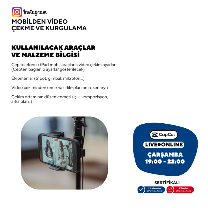 Mobiles Videoaufnahme- und Bearbeitungstraining für Instagram