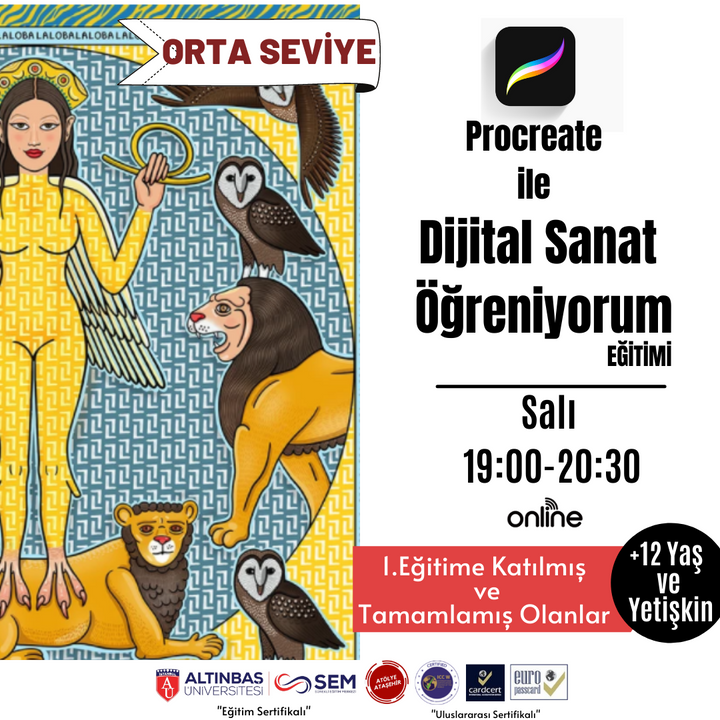Procreate ile Dijital Sanat Öğreniyorum (+12 Yaş ve Yetişkin) (Orta Seviye)
